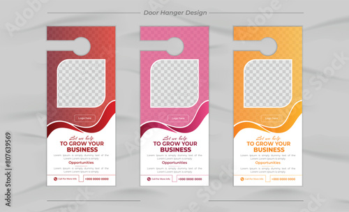 Minimal and Modern business door hanger design and layout template design