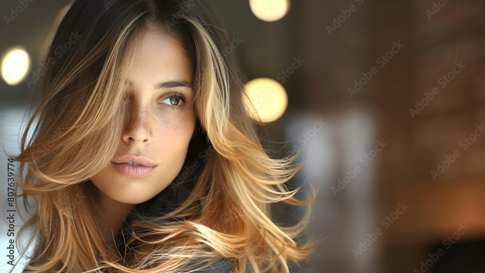 Woman with ombre or balayage hair dye technique. Concept Ombre Hair, Balayage Hair, Hair Dye Techniques, Trendy Hairstyles, Hair Color Ideas Woman with ombre or balayage hair dye technique. Concept Ombre Hair, Balayage Hair, Hair Dye Techniques, Trendy Hairstyles, Hair Color Ideas