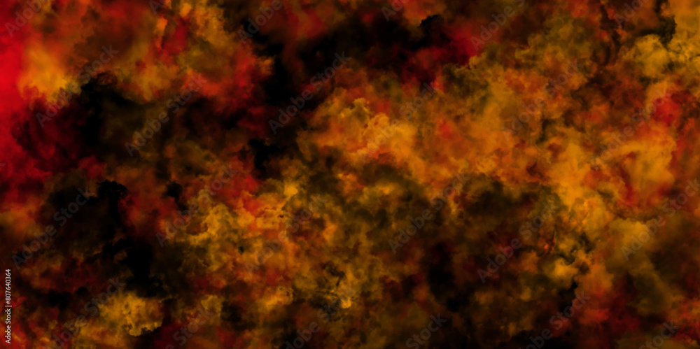 Obraz premium Red and yellow scratched horror scary background, red background for wallpaper, weeding card, and design. Beautiful blurry and luxury dark red grunge watercolor background. 