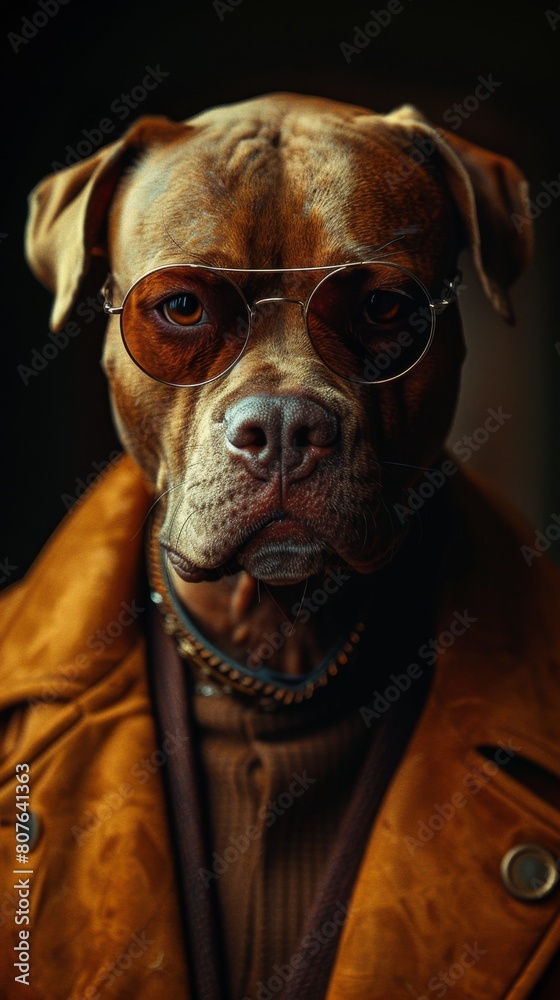 Humanoid dog-like, a gentleman dog with a twist on a suit, anthropomorphic,Elegant Canine Gentleman and His Dapper Companion in Exquisite 4K HD Wallpaper