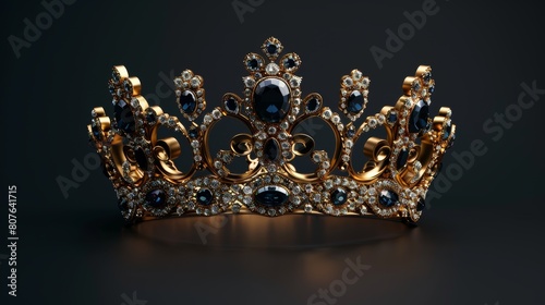 Logotype for a luxury, royal, golden company. Elegant crown, tiara, diadem premium symbol. Hand-drawn lace jewelry, arabic, restaurant logo, hotel logotype.