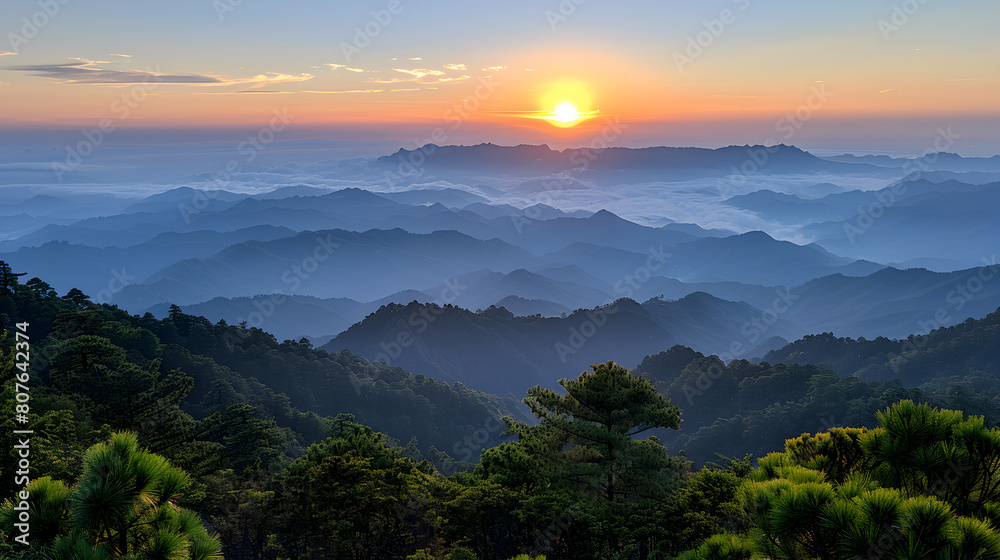 Sunset over the mountains 