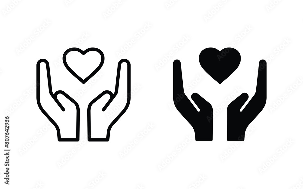 Heart in hand icons vector illustration Heart in hand icons vector illustration