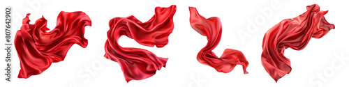 Set of waving red cloth isolated on transparent and white background photo