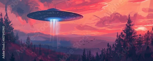 Futuristic Alien Landscape with UFO