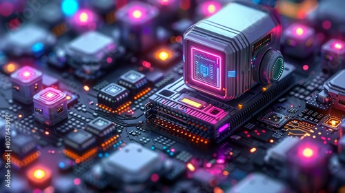 AI landing design with 3D illustration of robot on server connected to laptop for data and technology concept.