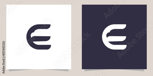 letter e with eagle logo design