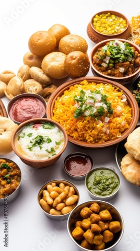  A Variety of Delicious Indian Snack Filled on Tray,