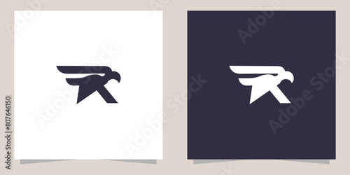 letter r with eagle logo design