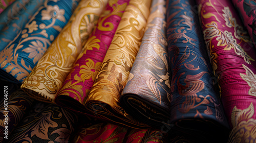 Wallpaper Mural A photo of high-fashion textiles, with luxurious fabrics as the background, during a haute couture interior design exhibition Torontodigital.ca