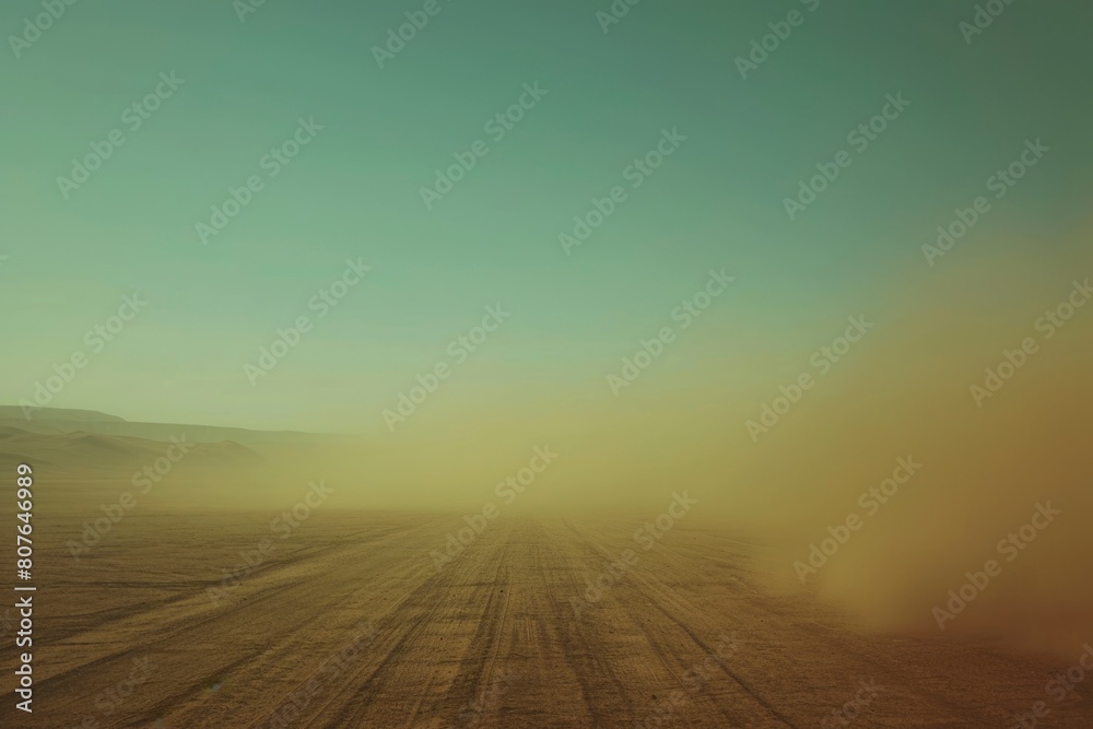 a huge sandstorm rises over land. generative ai