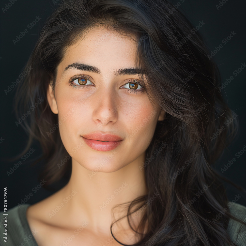 portrait of a woman calm and peaceful, thick eye brows portrait of a woman calm and peaceful, thick eye brows