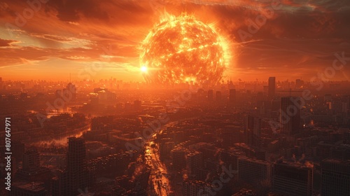 End of the World Spectacular 3D Art Illustration. Global Nuclear War Doomsday Conceptual Background with CG Digital Painting. AI Neural Network Generated Art Armageddon Wallpaper.