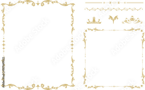 エレガントな装飾の金色フレーム枠素材集

