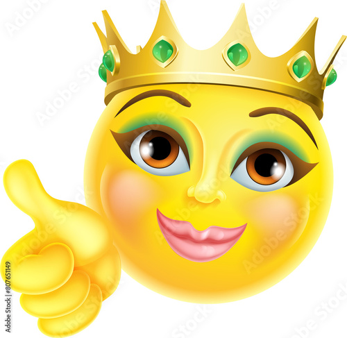 Queen Princess Emoticon Gold Crown Cartoon Face photo