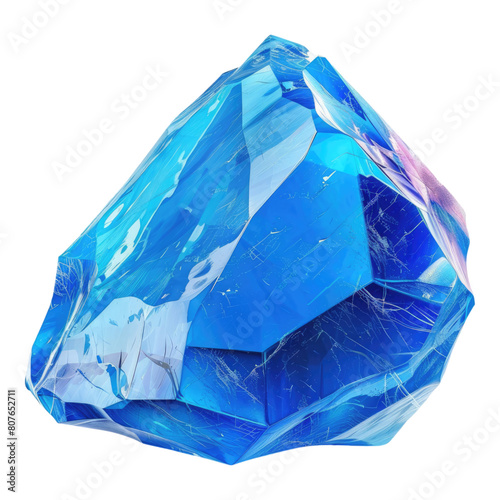 Blue gem stone Isolated on transparent background.