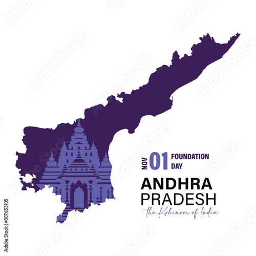 Indian State Andhra Pradesh foundation day vector art with map