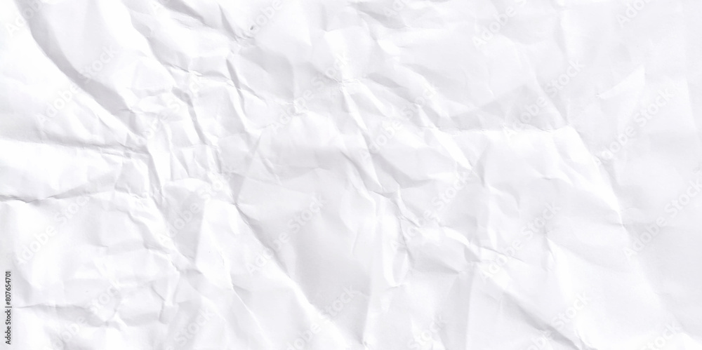 White crinkled paper texture background and Glued paper wrinkled effect. Top view image. Vector illustration.
