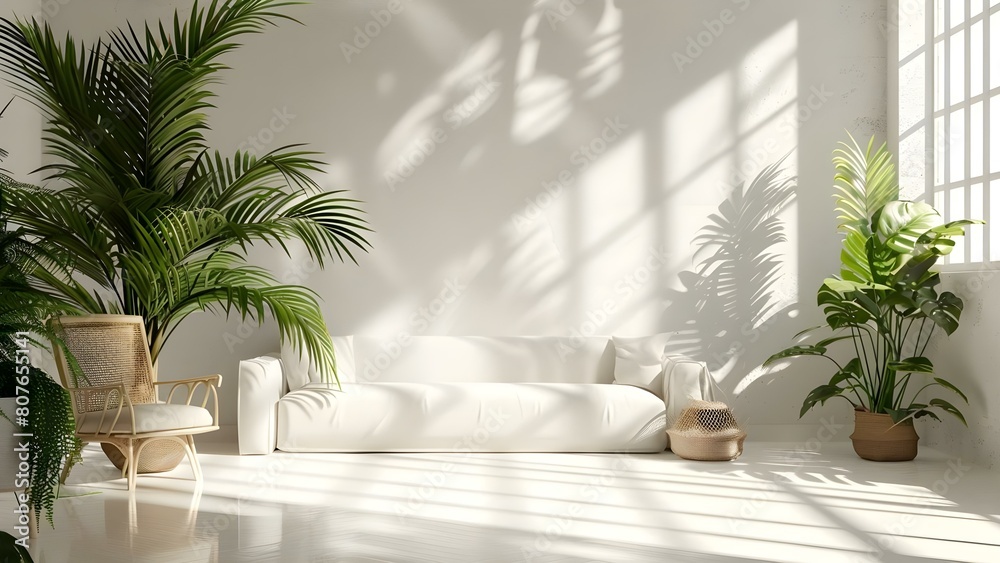 Studio background design with overlay of leaf shadows for product display. Concept Product Display, Studio Background, Leaf Shadows, Design Overlay