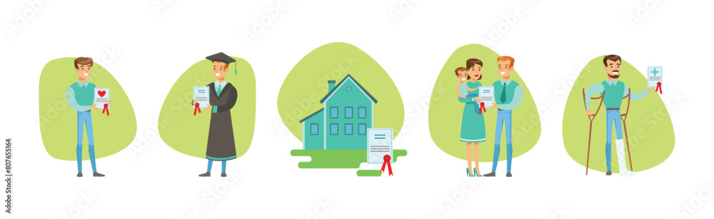 Insurance Concept as Different Sphere Security and Protection Vector Set Insurance Concept as Different Sphere Security and Protection Vector Set