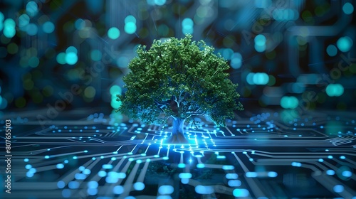 tree on circuit technology. ecology concept