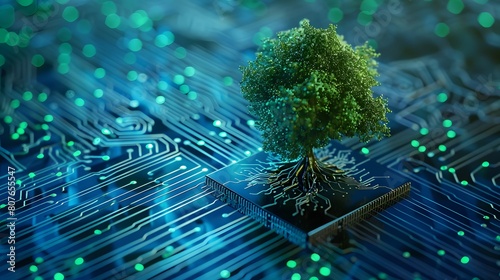 tree on circuit technology. ecology concept