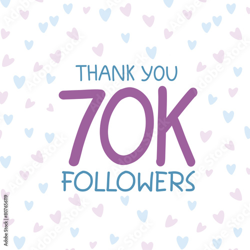 70K Followers thank you social media post design with pastel colors heart
