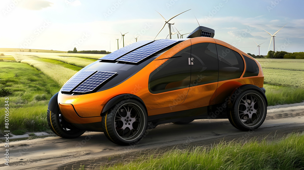 a concept vehicle with integrated renewable energy sources, such as wind or solar