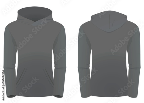 Woman grey hoodie. vector illustration