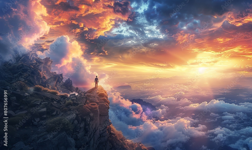 Fototapeta premium heaven with light glow from the eternal horizon, concept of adventure to unknown place