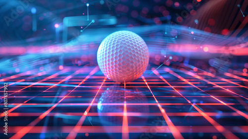 The golf ball is a sphere with dimples on the surface photo