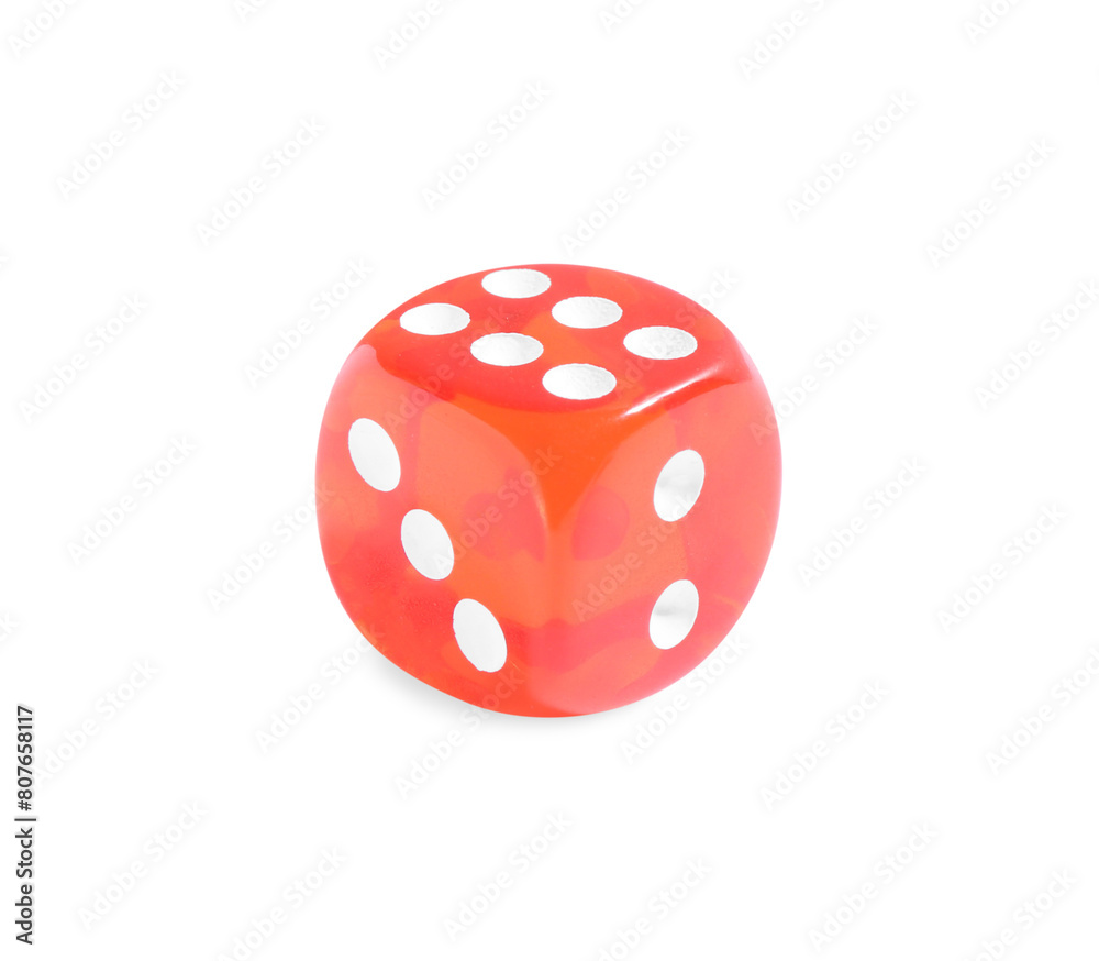 One red game dice isolated on white One red game dice isolated on white