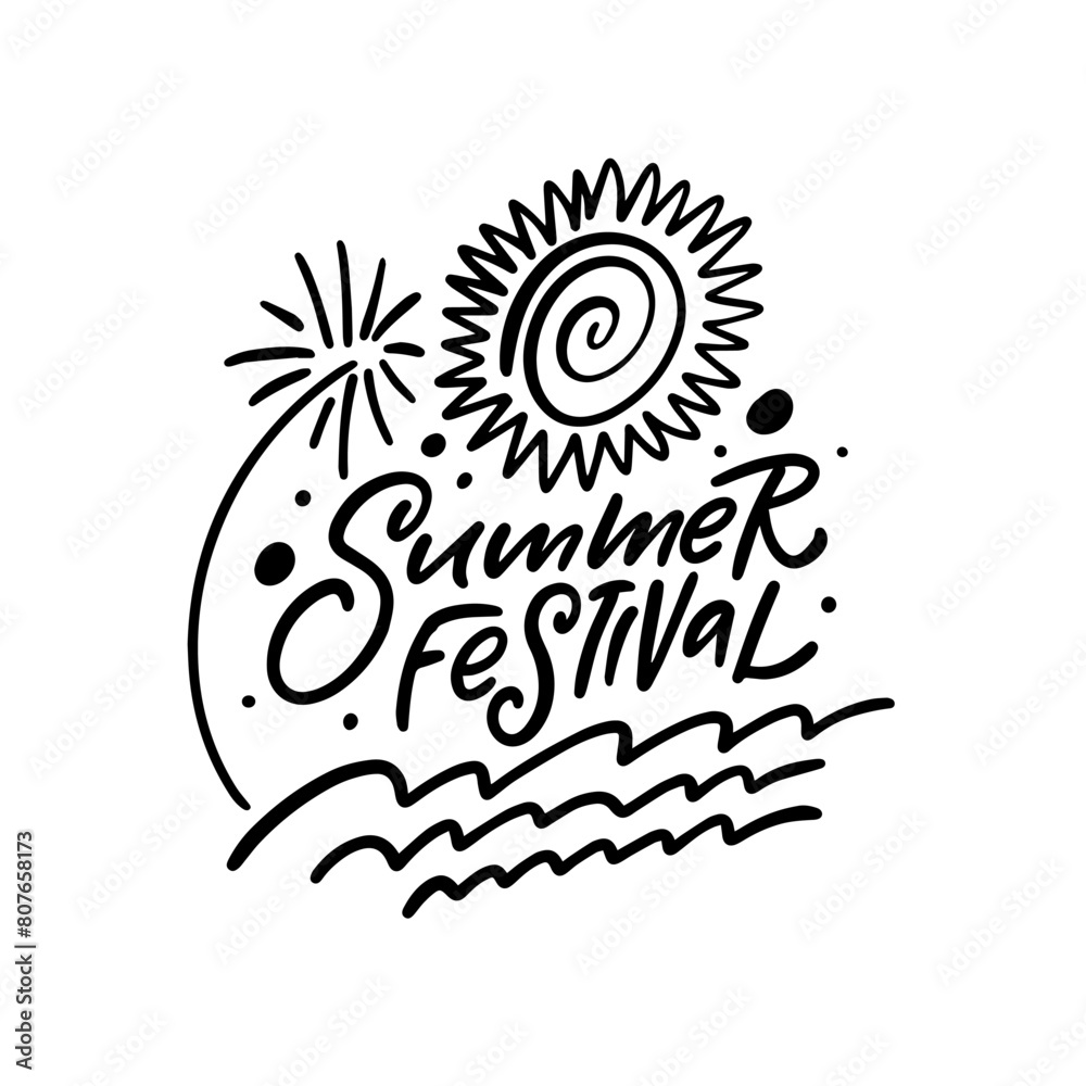 Logo featuring a sun, fireworks, and tree in black and white art style Logo featuring a sun, fireworks, and tree in black and white art style