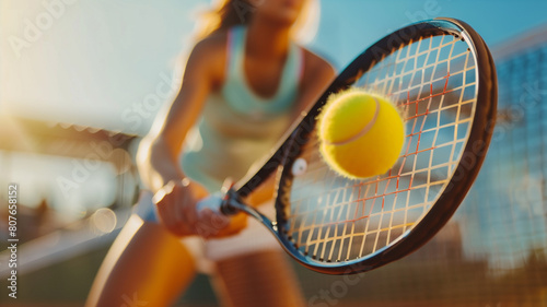Young woman playing tennis. photo