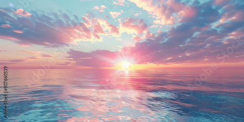 3D rendering of a beautiful sunrise over the ocean.