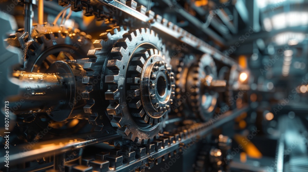 A factory with gears, symbolizing the industrial machine. A factory with gears, symbolizing the industrial machine.