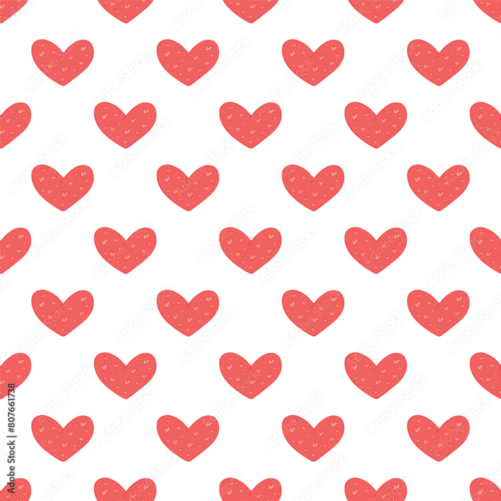 Seamless pattern with hand drawn heart doodle for decorative print, wrapping paper, greeting cards and fabric