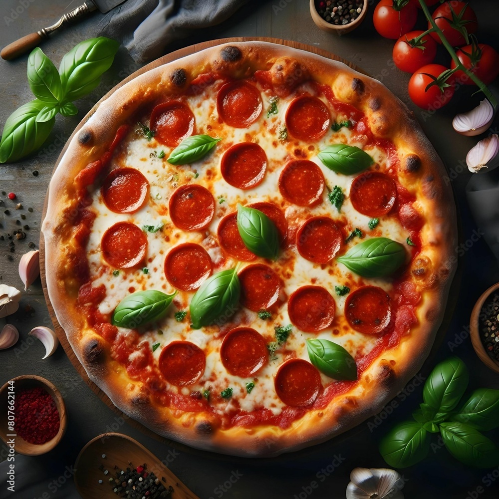 pizza with salami and tomatoes pizza with salami and tomatoes