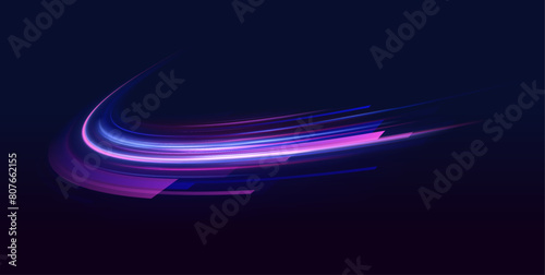 Abstract long exposure dynamic speed light trails background. Generative ai. Light trails, golden glitter glow and sparkling flare spiral swirls on transparent background. 