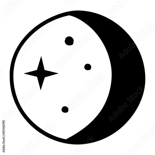 Crescent moon icon, Vector hand drawn design element. © KY