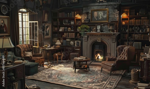 A living room filled with furniture and a fire place
