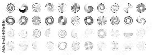 Speed lines in circle form. Design element for frame  logo  tattoo  web pages  prints  posters  template  abstract vector background. Halftone circular dotted frames set. PNG 