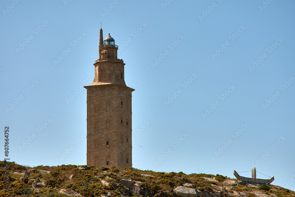 The Roman lighthouse: Tower of Hercules in La Coruna in Galicia, Spain