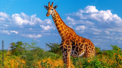 The giraffe is the tallest land animal and is native to Africa. It has a long neck and legs  and its coat is covered in spots.