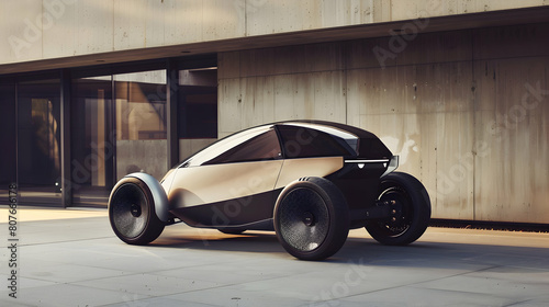 a minimalist electric vehicle with a focus on sustainability and efficiency