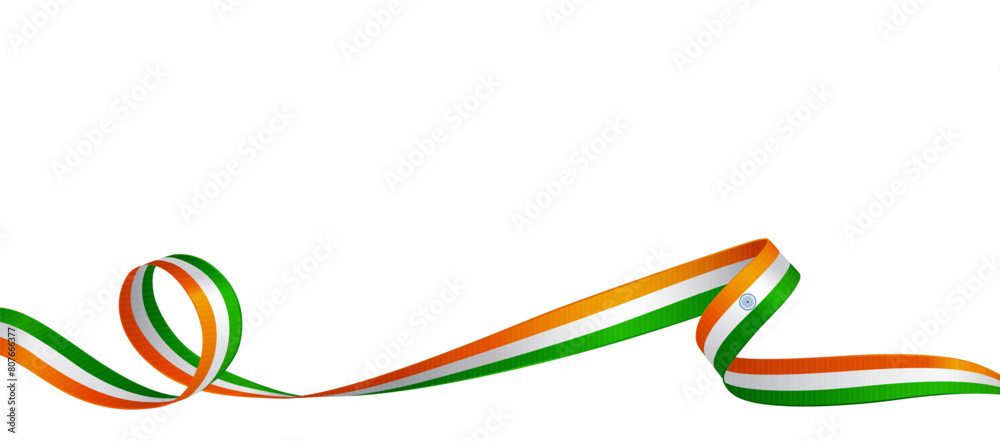 National indian flag ribbon. Curly ribbon on white background. Vector ...