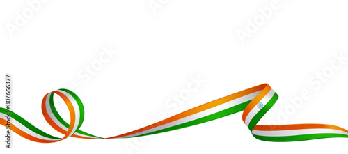 National indian flag ribbon. Curly ribbon on white background. Vector illustration.