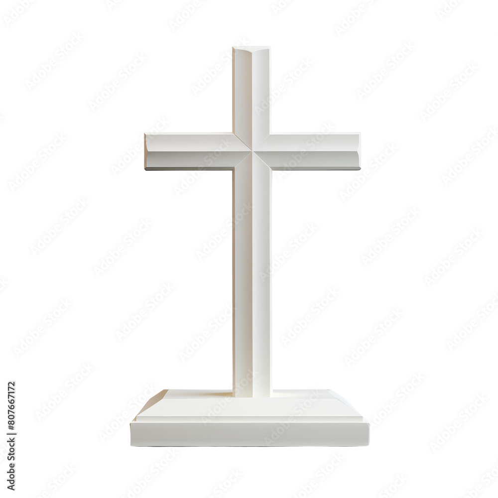 White cross isolated on transparent background.