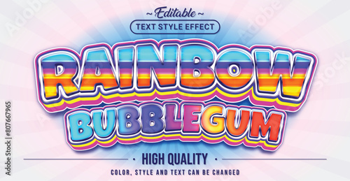 Editable text style effect - Rainbow Bubblegum text style theme.