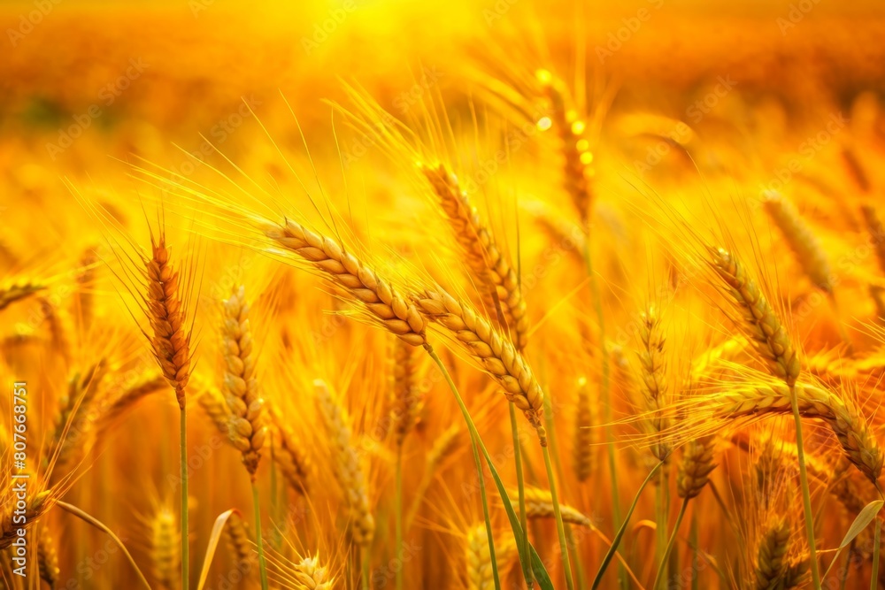 Field of barley against bright yellow Field of barley against bright yellow